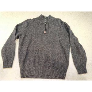 Jos. A. Bank Traditional Fit 1/4 Zip Gray Lambs Wool Pullover - Size Large